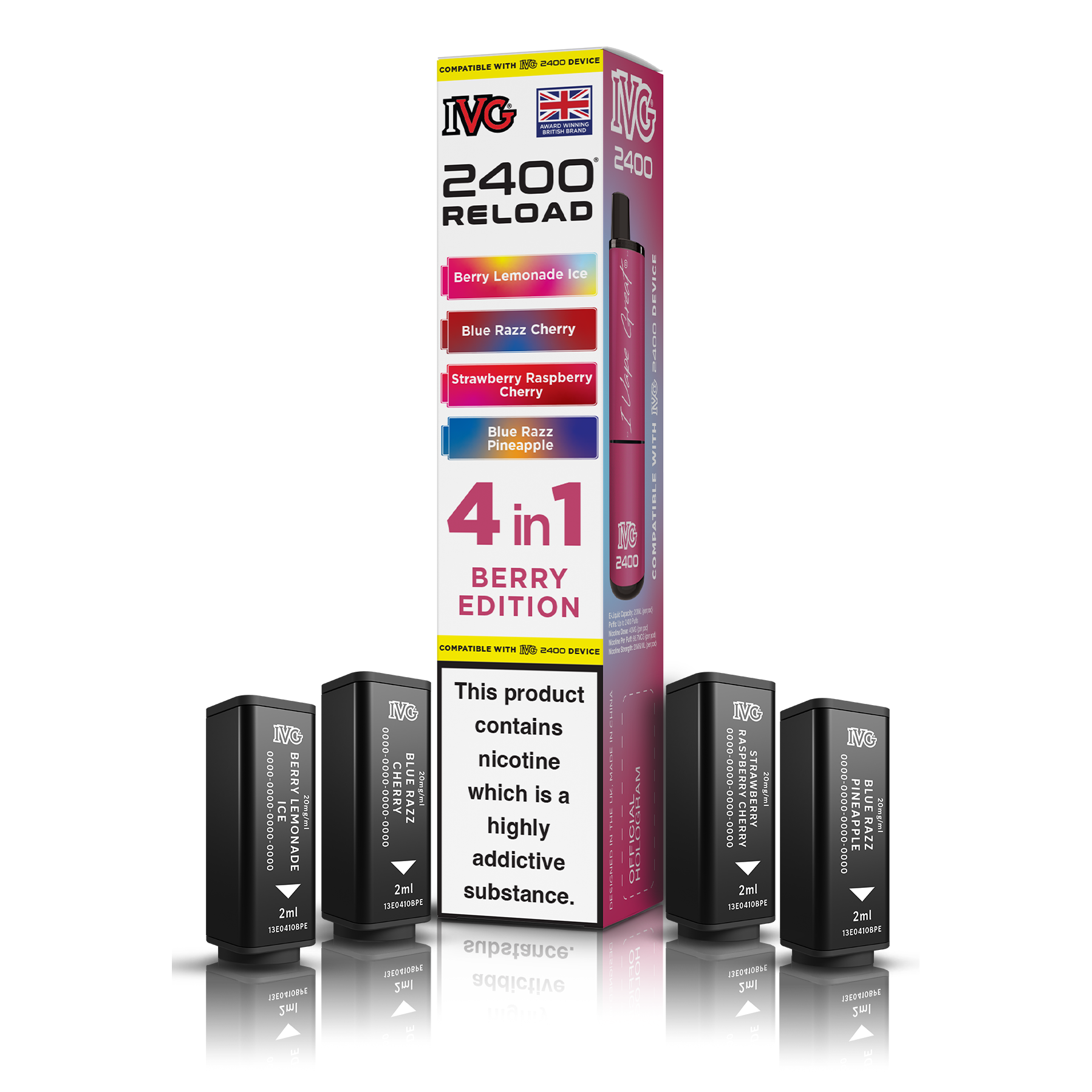 IVG 2400 4 In 1 Berry Edition Reload Pods Vaporizers & Electronic Cigarettes IVG