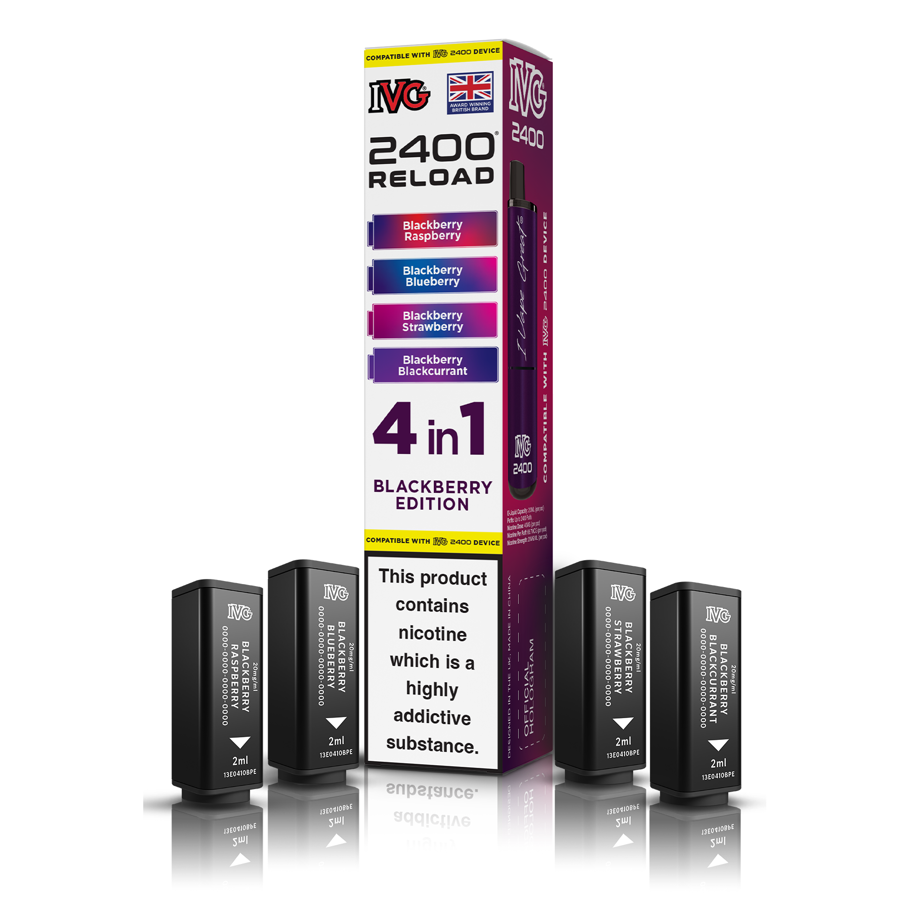 IVG 2400 4 In 1 Blackberry Edition Reload Pods Vaporizers & Electronic Cigarettes IVG