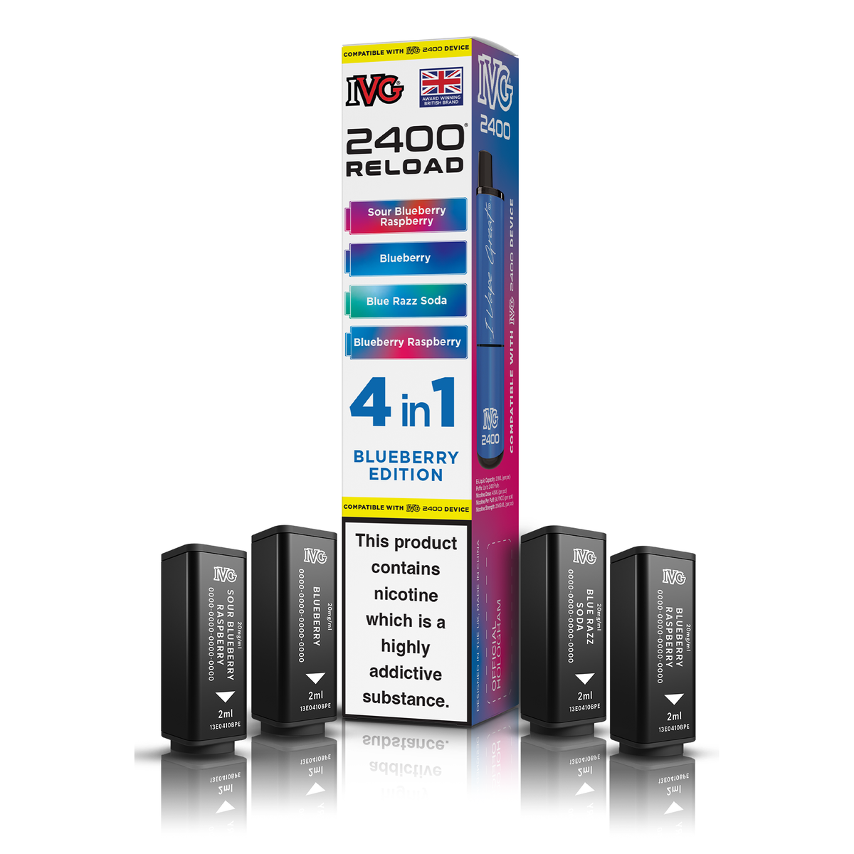 IVG 2400 4 In 1 Blueberry Edition Reload Pods Vaporizers & Electronic Cigarettes IVG