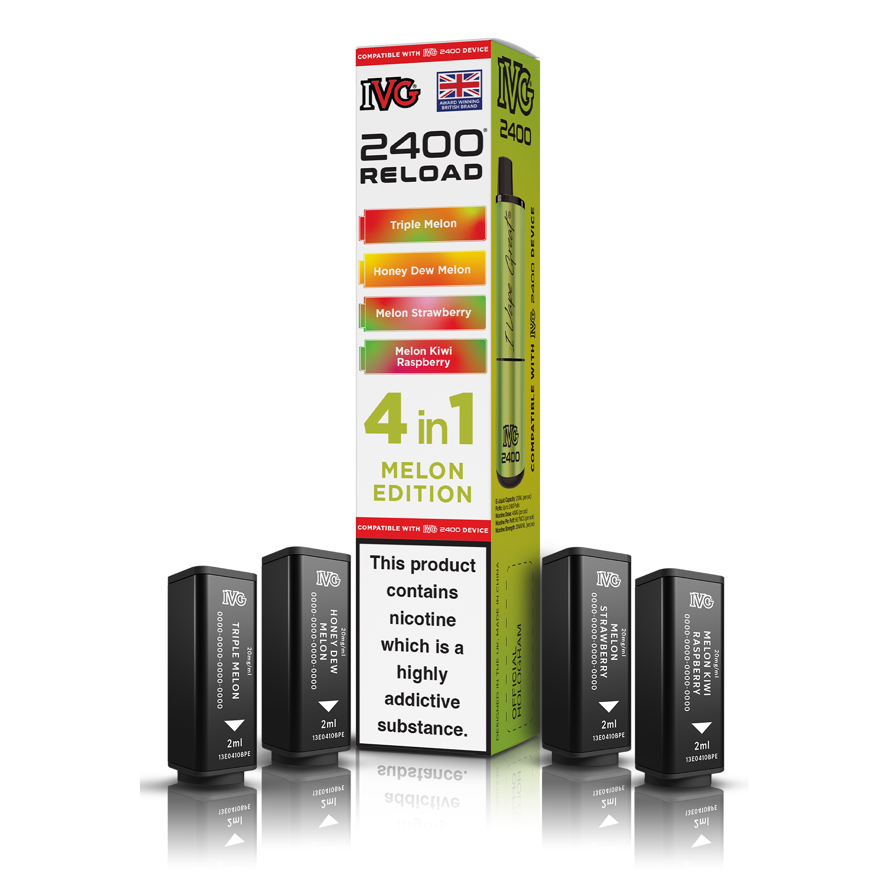 IVG 2400 4 In 1 Melon Edition Reload Pods Vaporizers & Electronic Cigarettes IVG