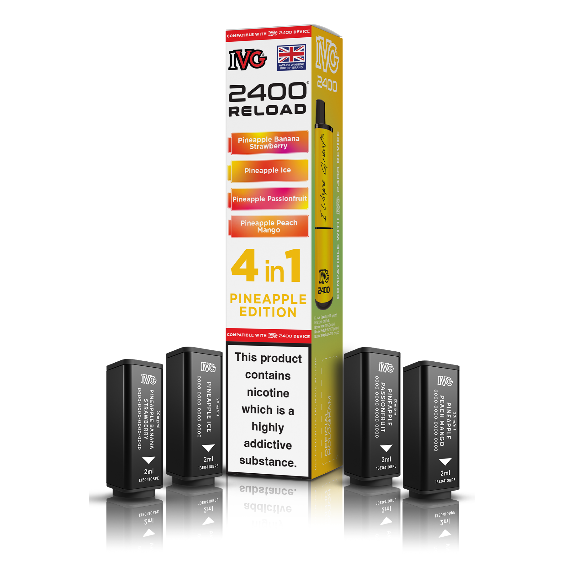 IVG 2400 4 In 1 Pineapple Edition Reload Pods Vaporizers & Electronic Cigarettes IVG