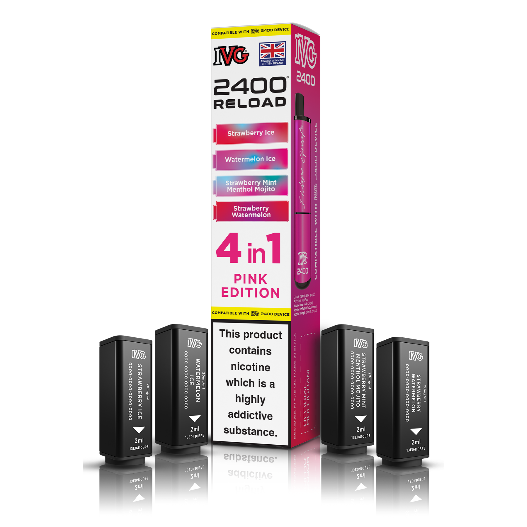 IVG 2400 4 In 1 Pink Edition Reload Pods Vaporizers & Electronic Cigarettes IVG