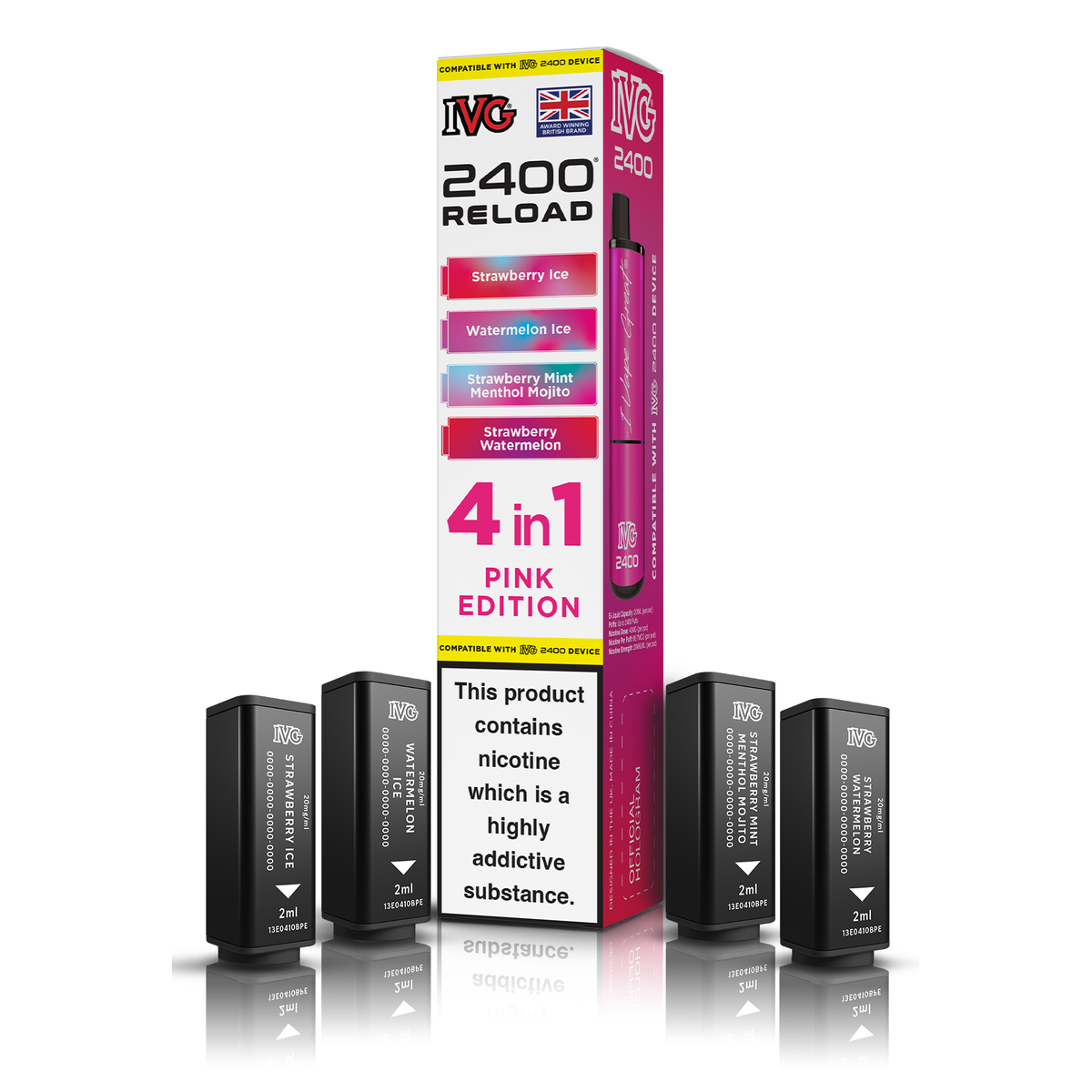 IVG 2400 4 In 1 Pink Edition Reload Pods Vaporizers & Electronic Cigarettes IVG