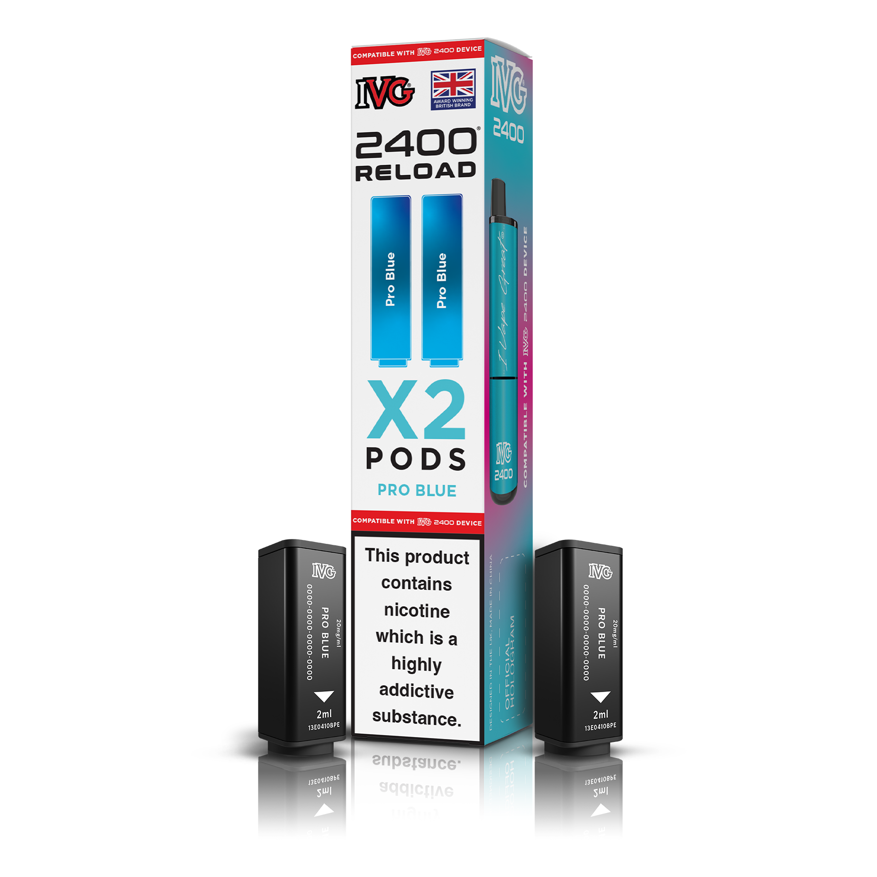 IVG 2400 4 In 1 Pro Blue Reload Pods Vaporizers & Electronic Cigarettes IVG