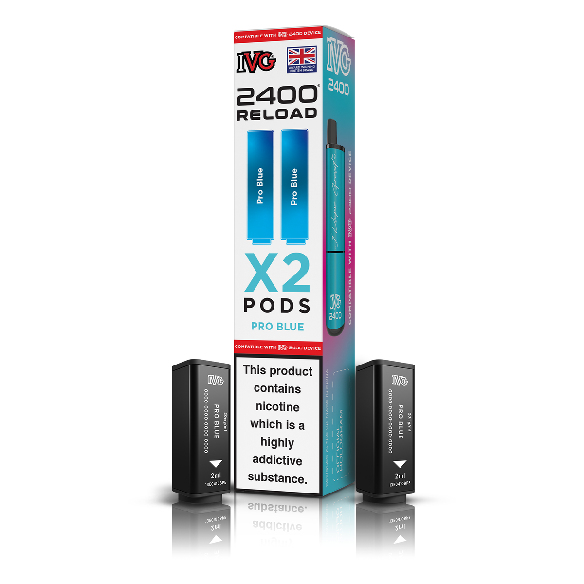 IVG 2400 4 In 1 Pro Blue Reload Pods Vaporizers & Electronic Cigarettes IVG