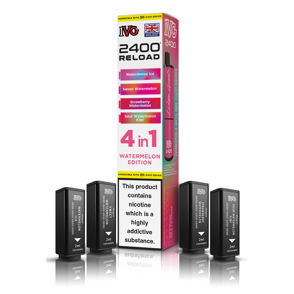 IVG 2400 4 In 1 Watermelon Edition Reload Pods Vaporizers & Electronic Cigarettes IVG